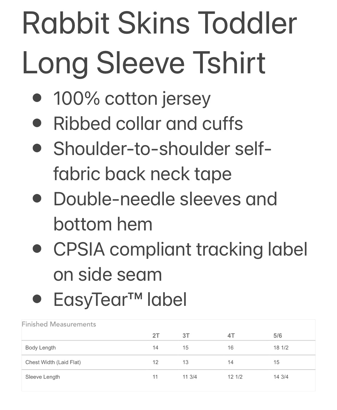 Toddler Long Sleeve Size 5/6