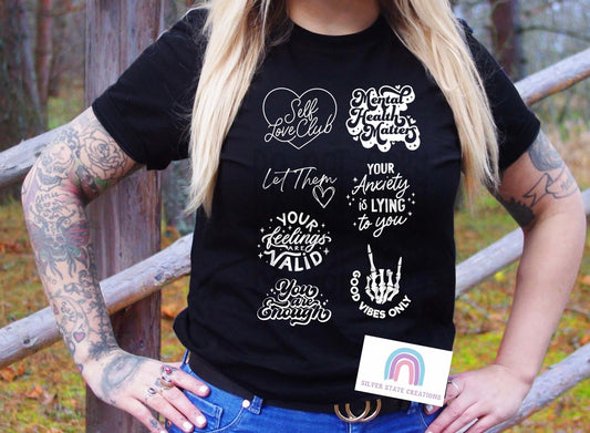 Pocket Designs: Inspirational/Mental Health - Black or White Ink