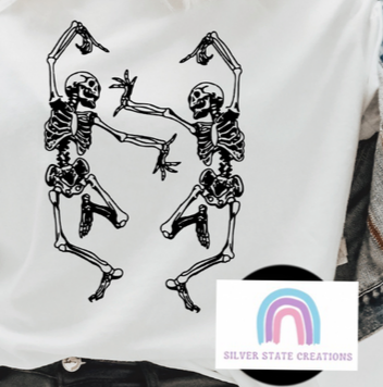 Dancing Skellies - Black or White Ink