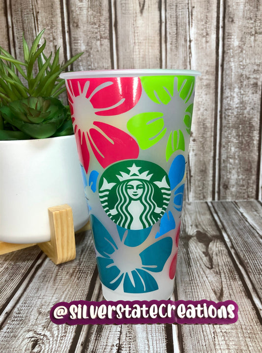 Aloha Flowers Reusable 24oz Cold Cup