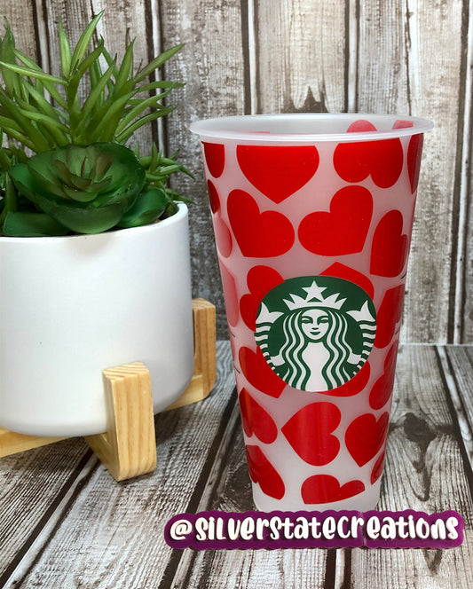 Big Red Hearts Reusable 24oz Cold Cup