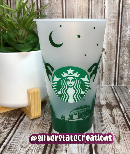 Camping Reusable 24 oz Cold Cup. Dark Green