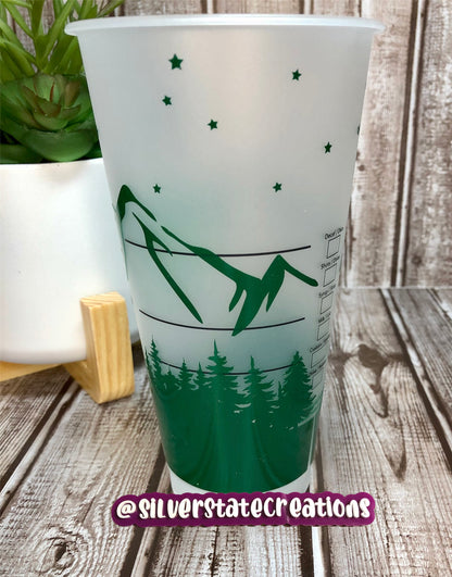 Camping Reusable 24 oz Cold Cup. Dark Green