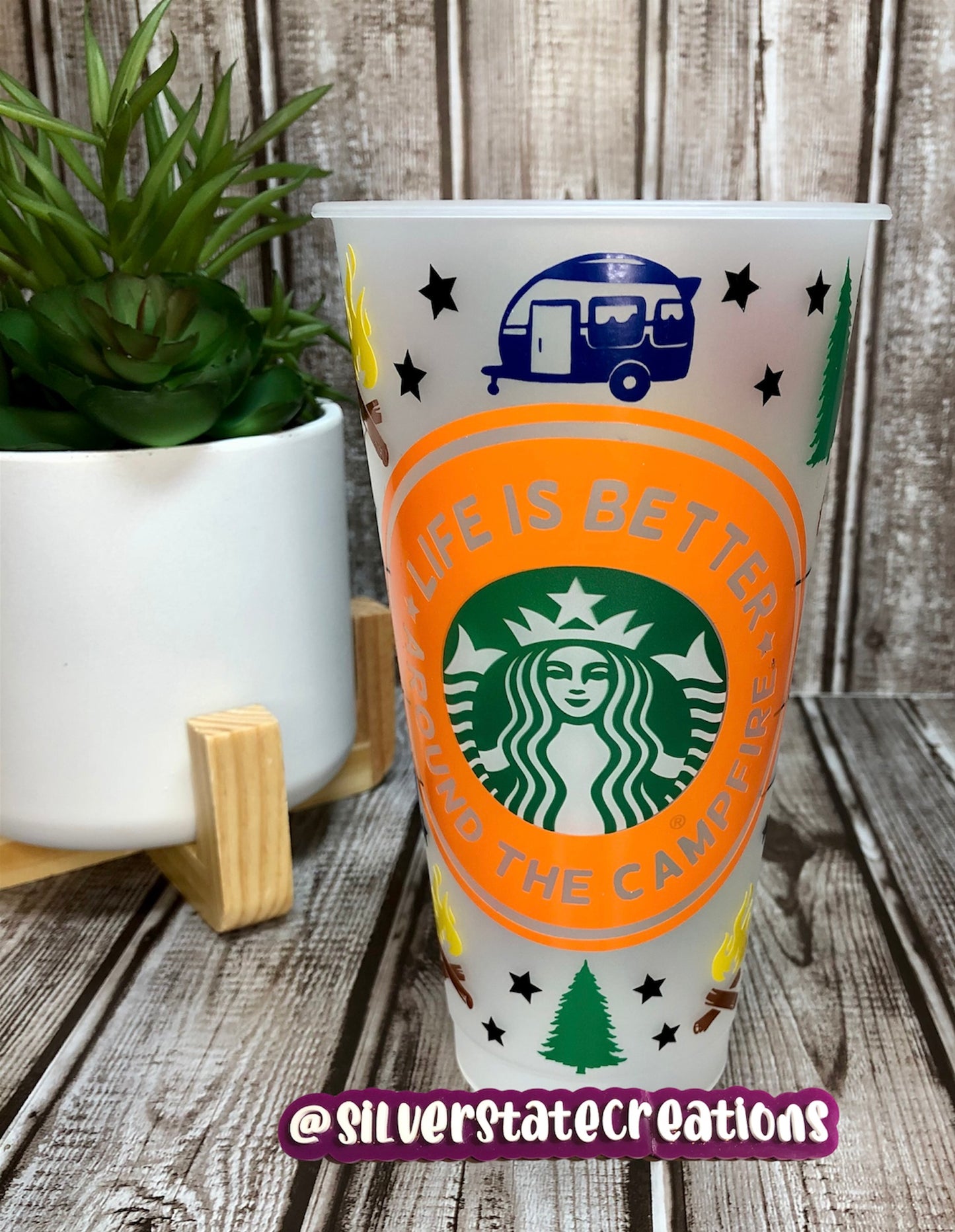 Life is Better Around the Campfire Reusable 24 oz Cold Cup - Multi colored
