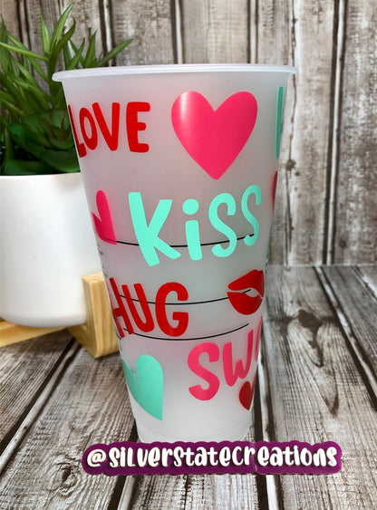 Love Kisses Reusable 24 oz Cold Cup