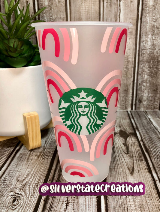 Rainbows Reusable 24 oz Cold Cup - Pink shades