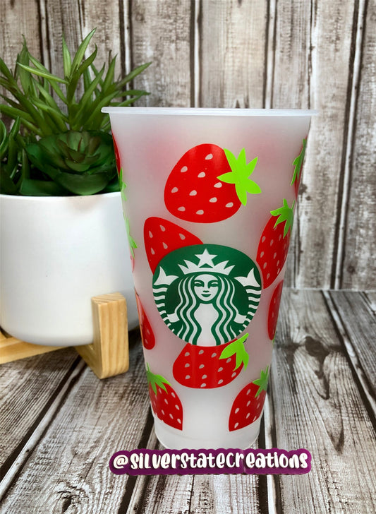 Strawberry Reusable 24 oz Cold Cup - Red